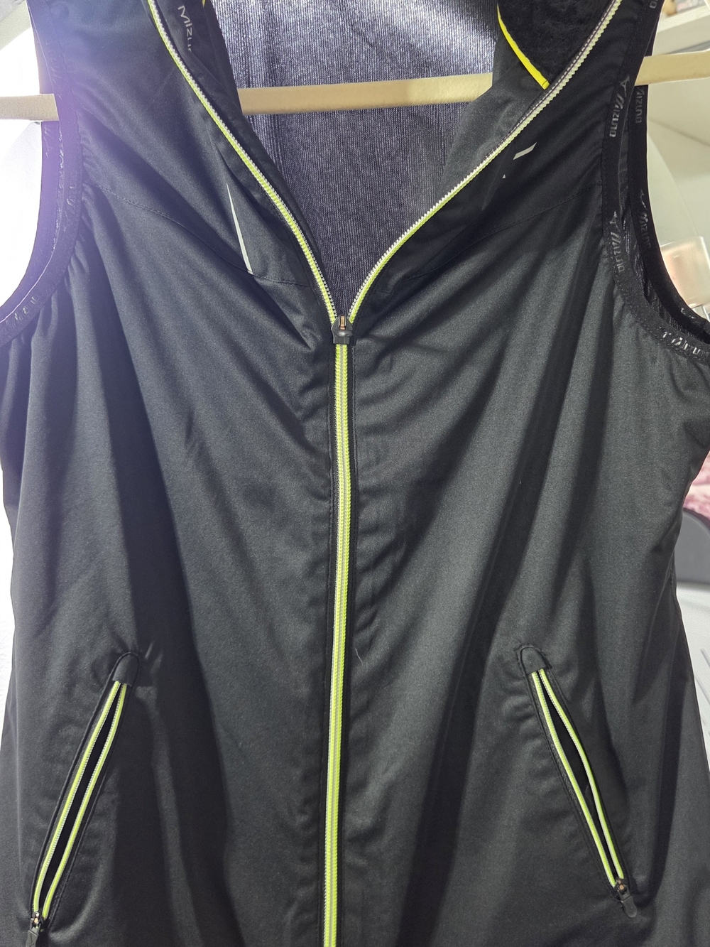 Mizuno Black Active Vest with Neon Yellow Trim